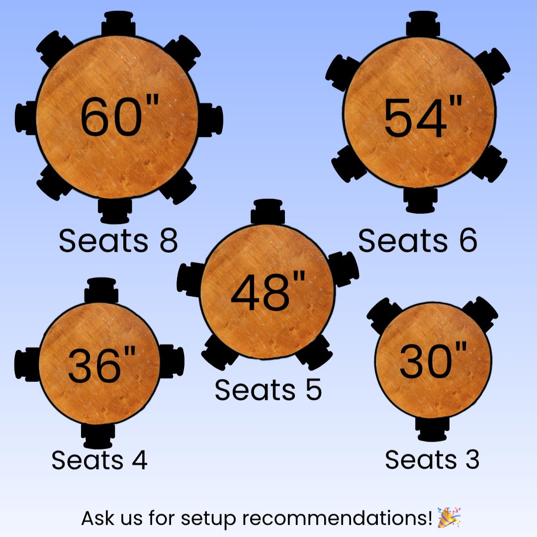 round table seating size chart