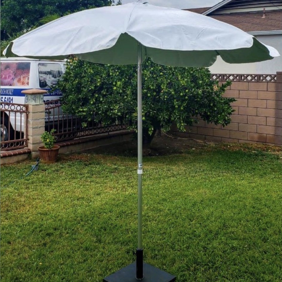 White Vinyl Umbrella with base