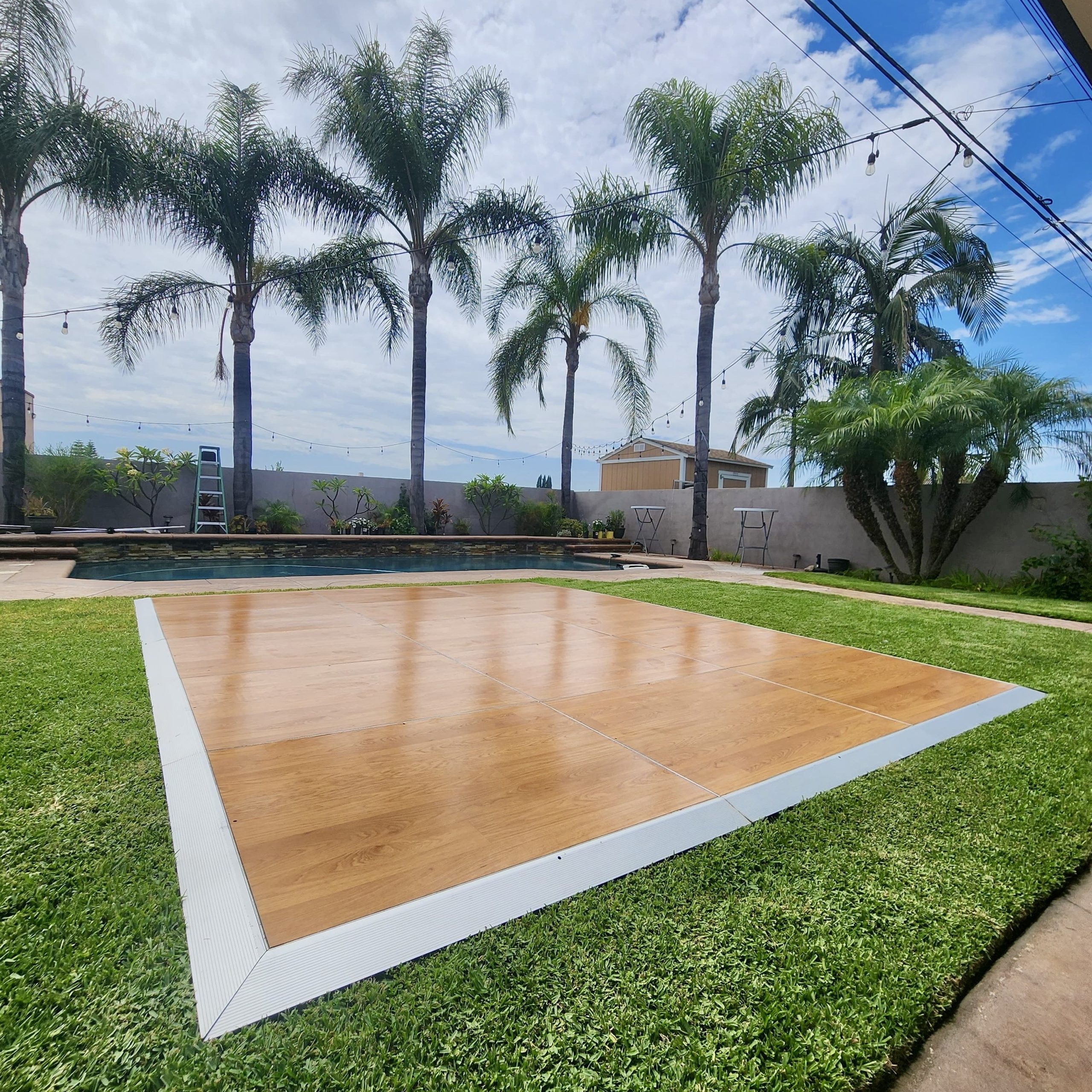 wooden dance floor setup